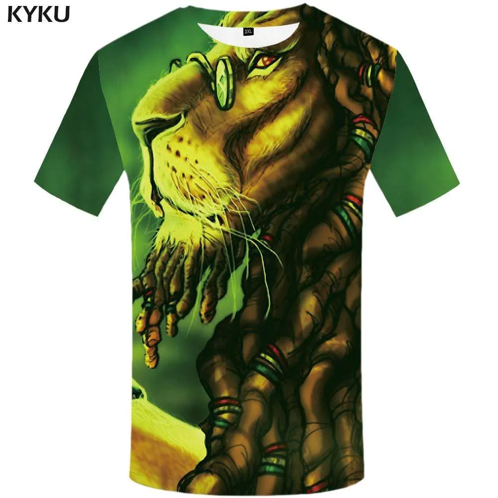 Lion T-shirts Men Animal Tshirts Print Harajuku Tshirt Anime Cartoon T shirts Funny T-shirt 3d Mens Fashion Casual Unisex