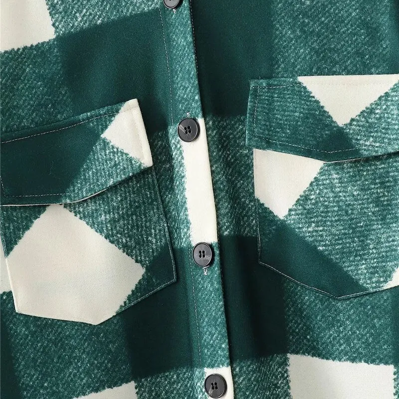 LOOSE PLAID WOOLEN COAT
