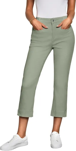 luvamia Capri Jeans for Women High Waisted Slim Straight Stretchy Denim Capris Pants Welt Pockets Casual Cropped Jeans
