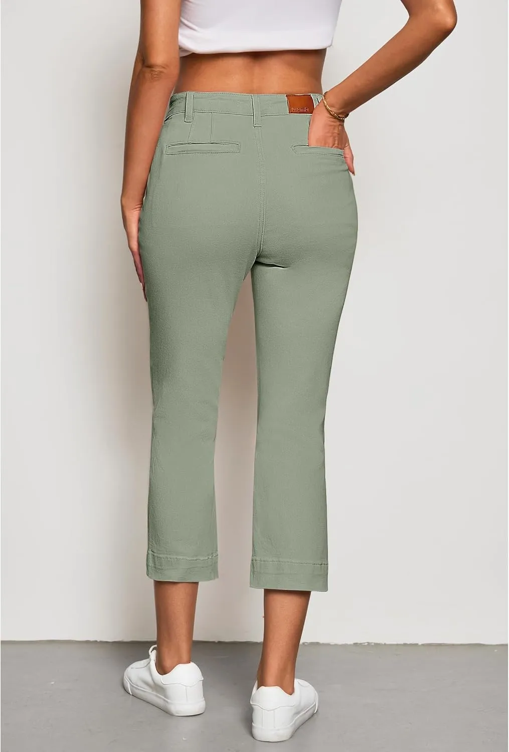 luvamia Capri Jeans for Women High Waisted Slim Straight Stretchy Denim Capris Pants Welt Pockets Casual Cropped Jeans