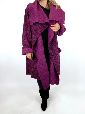 Made in Italy Lagenlook Ami Short Waterfall Boucle Coat in Fuchsia. code 665