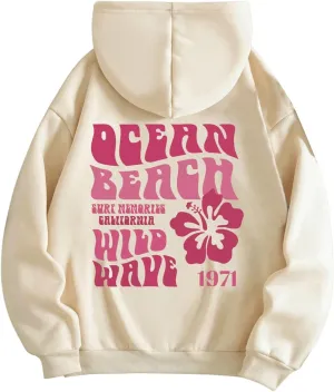 MakeMeChic Women's Letter Graphic Hoodies Pocket Thermal Lined Long Sleeve Pullover Sweatshirt