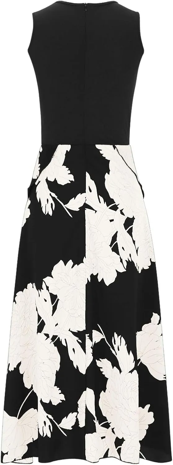 Maxi Boho Sun dresseses for Women 2024 Elegant Sleeveless Split Beach Long Flowy Dress Casual Summer Floral Dresses