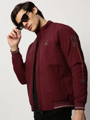 Men Maroon Bomber Jacket