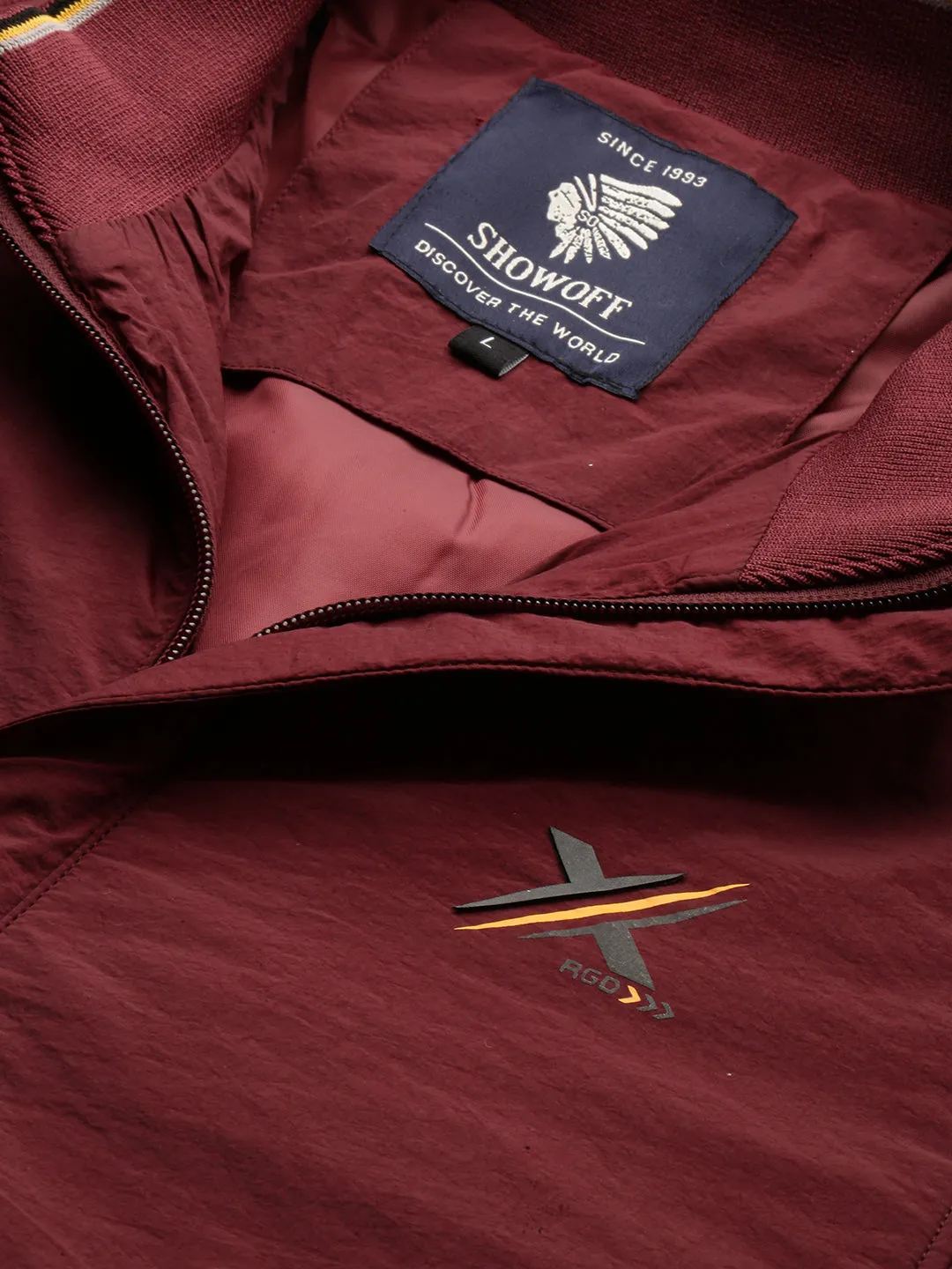 Men Maroon Bomber Jacket