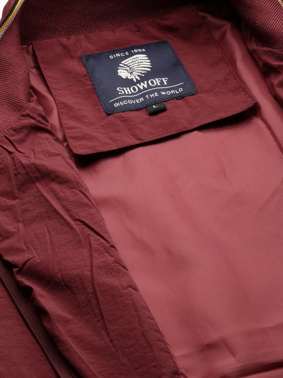 Men Maroon Bomber Jacket