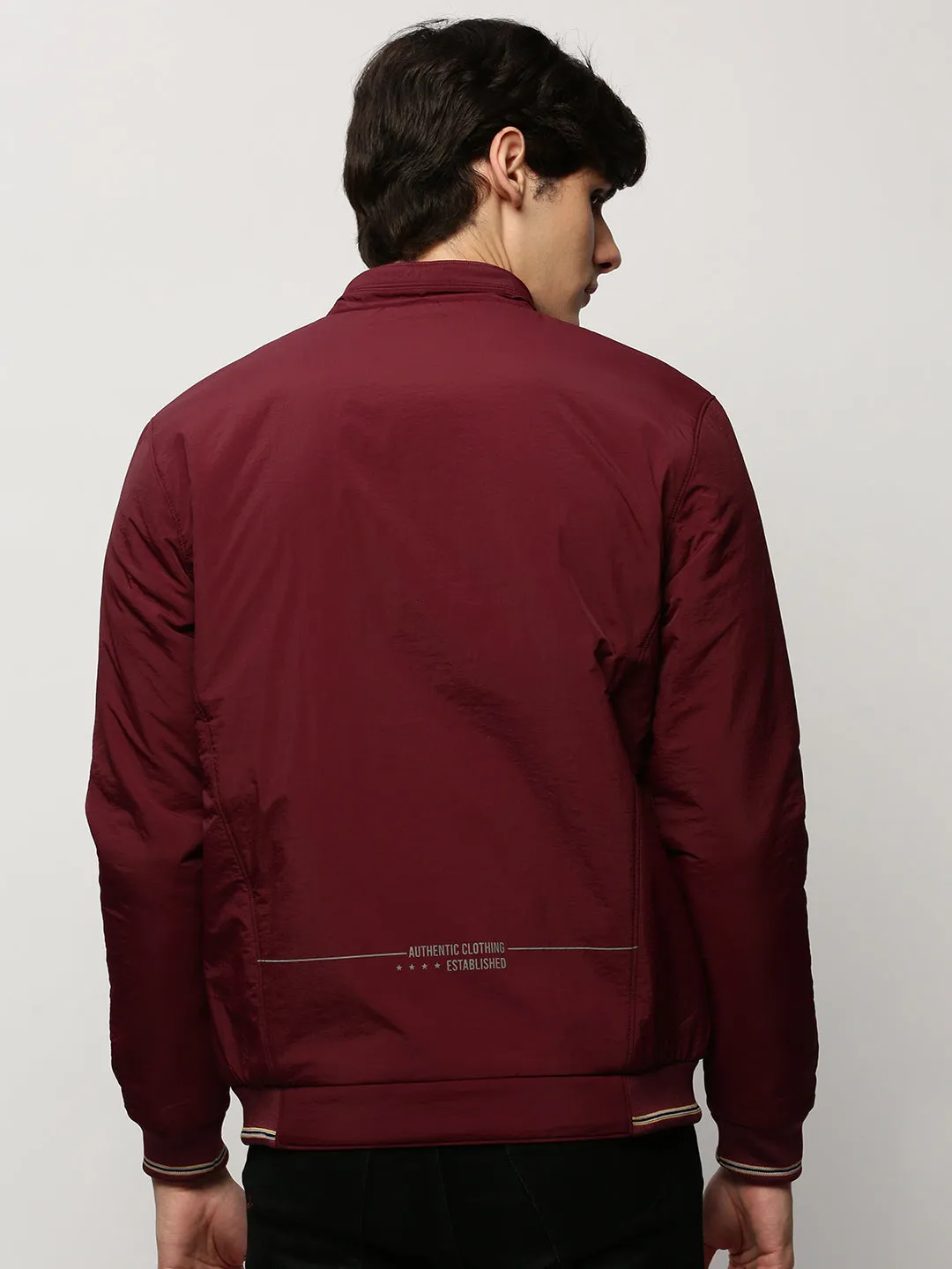 Men Maroon Bomber Jacket