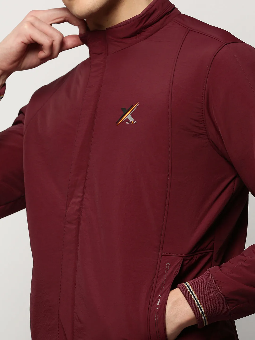 Men Maroon Bomber Jacket