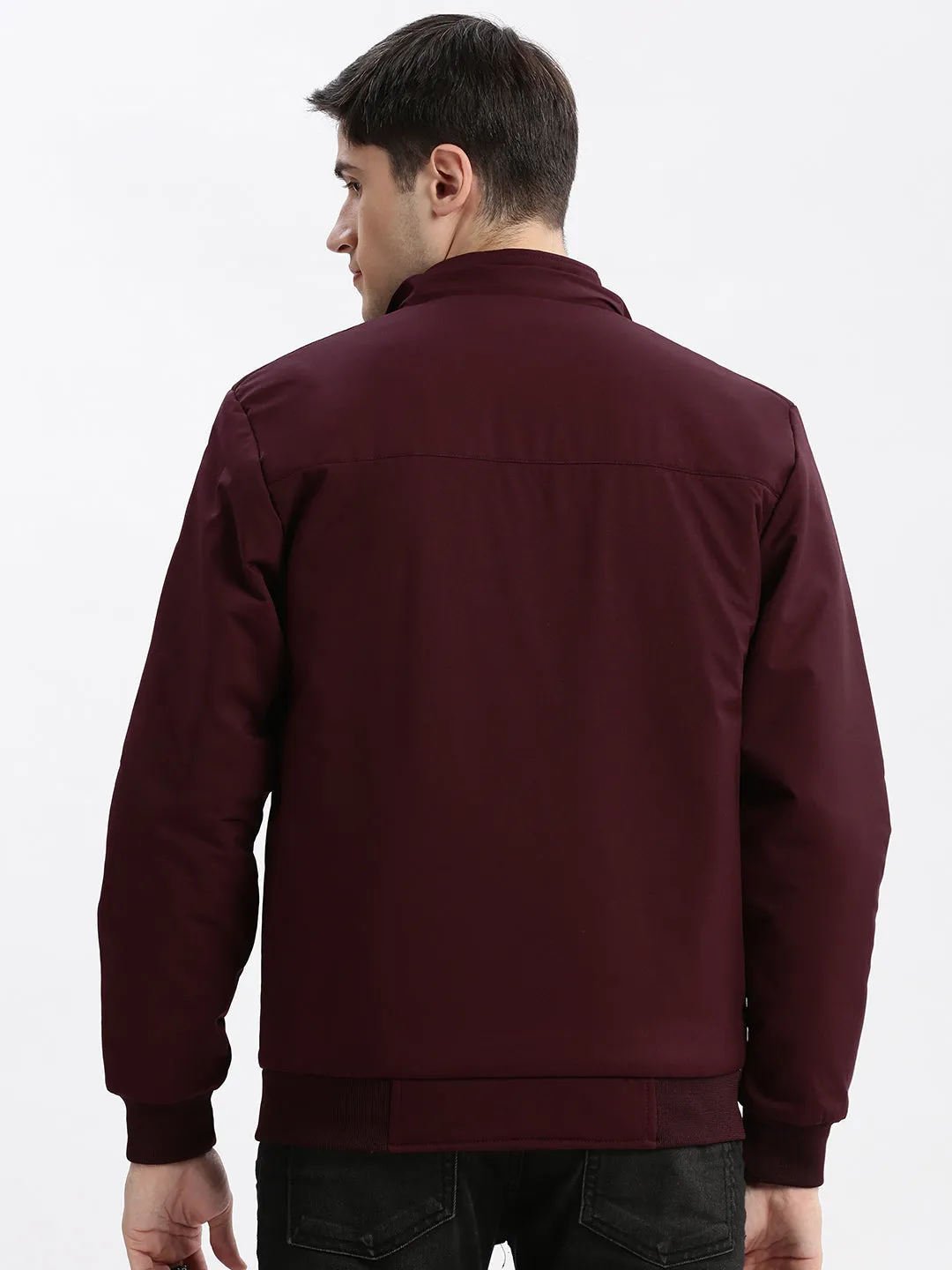 Men Maroon Rapid-Dry Windcheater Hooded Bomber Jacket