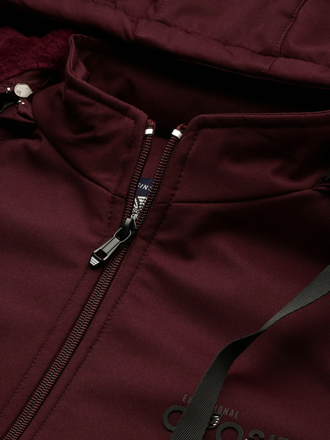 Men Maroon Rapid-Dry Windcheater Hooded Bomber Jacket