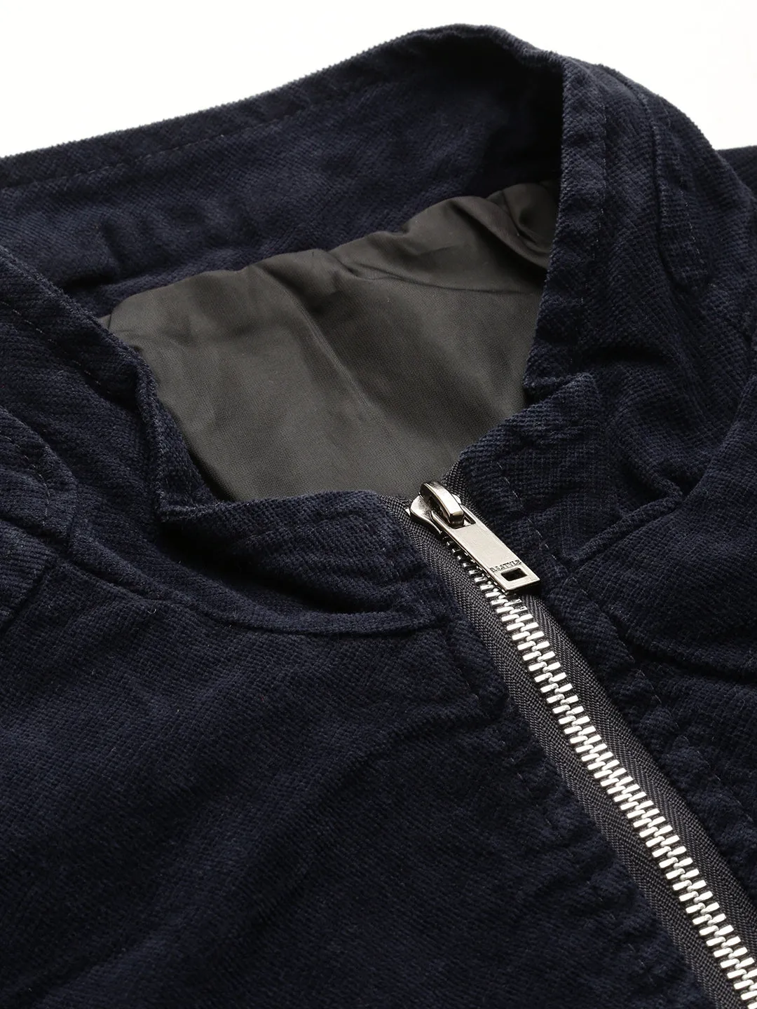 Men Navy Blue Bomber Jacket