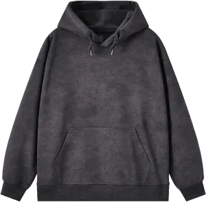 Mens Acid Wash Hoodie Oversized Vintage Hoodies Cotton Hooded Sweatshirt Retro Baggy Basic Pullover Streetwear Top