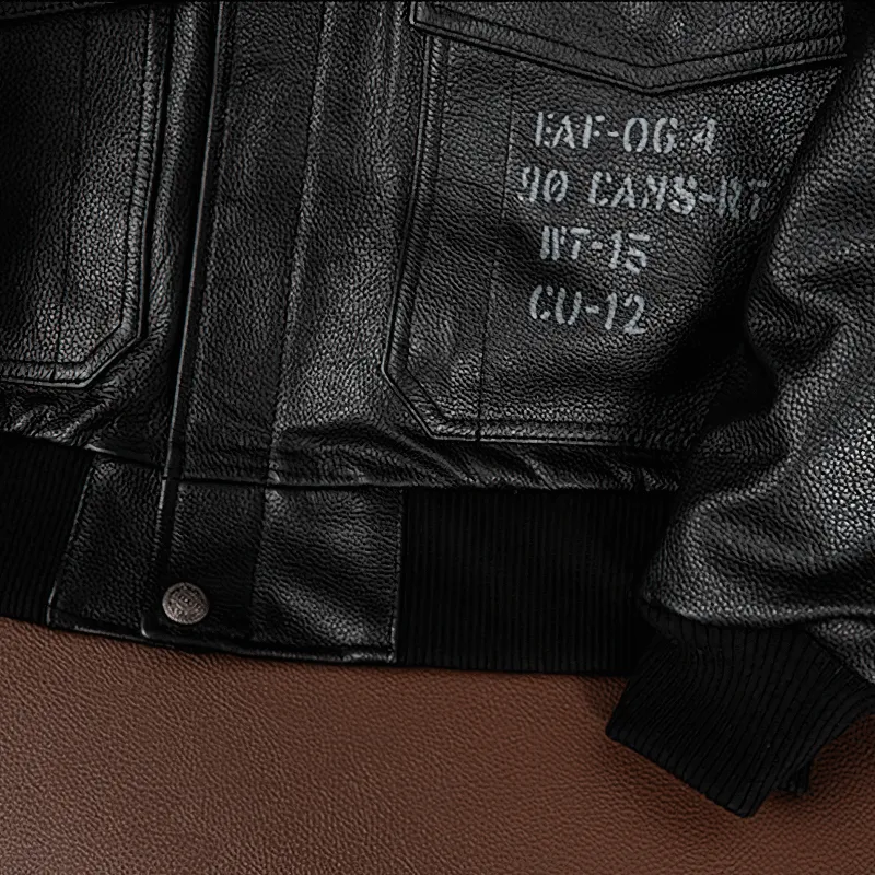 Men’s Embroidery Motorcycle Jackets with Big Pockets / Zippers Genuine Leather Jackets