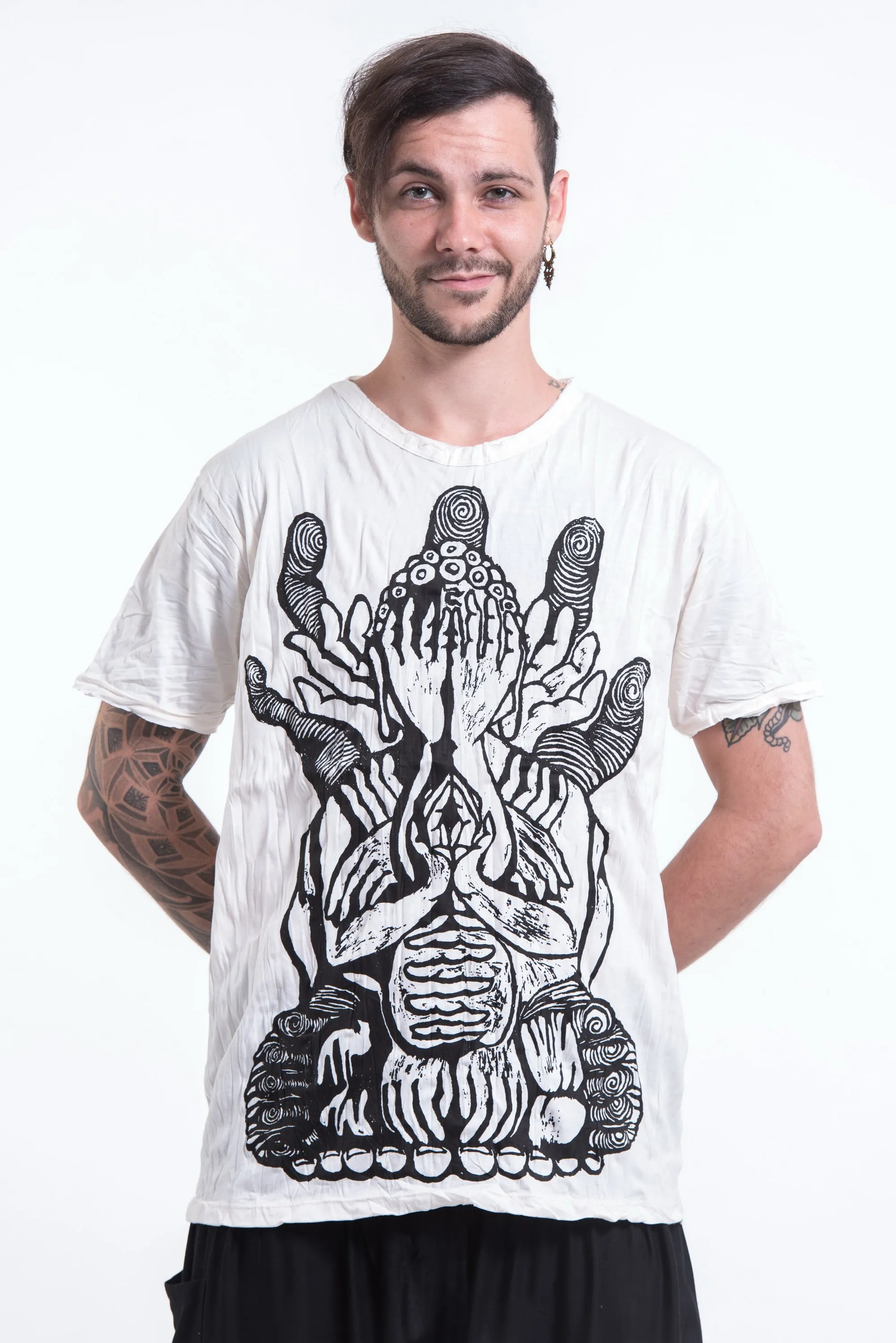 Mens See No Evil Buddha T-Shirt in White