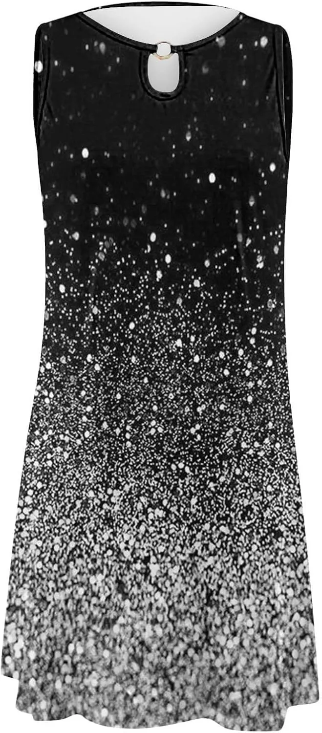 Midi Dresses for Women Summer Casual Vintage Floral Print Hollow Out Bohemian Dress Elegant Sleeveless Boho Dresses