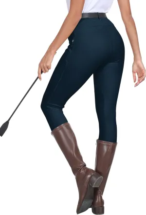 MoFiz Women's Horse Riding Pants Full Seat Silicon Knee-Patch Equestrian Breeches Horseback Schooling Tights Zipper Pockets