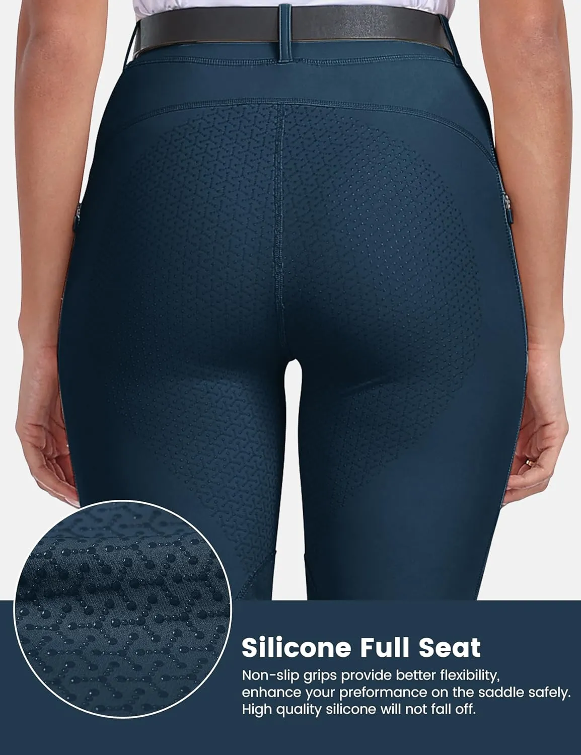MoFiz Women's Horse Riding Pants Full Seat Silicon Knee-Patch Equestrian Breeches Horseback Schooling Tights Zipper Pockets