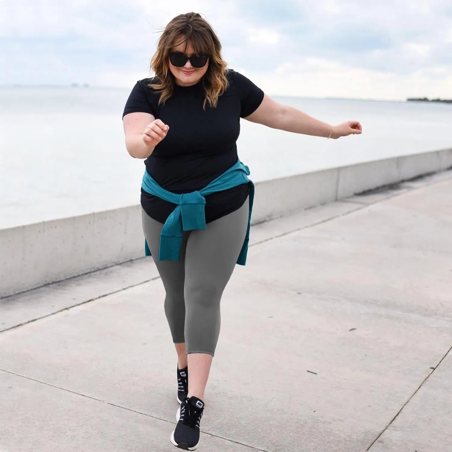 MOREFEEL Capri Plus Size Leggings for Women with Pockets-Stretchy XL-4XL Tummy Control High Waist Workout Black Yoga Pants
