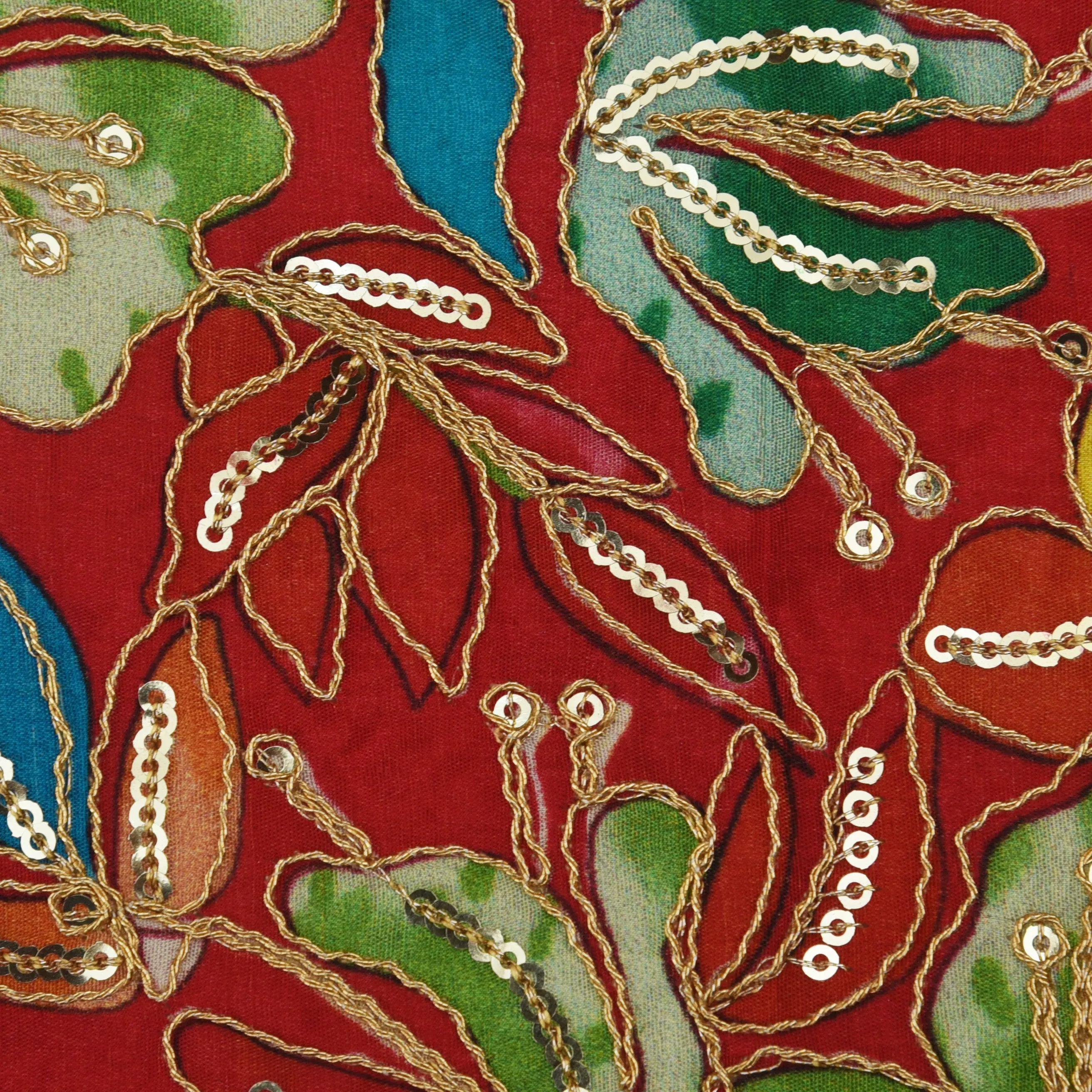 Multicolor Crepe Embroidery Fabric
