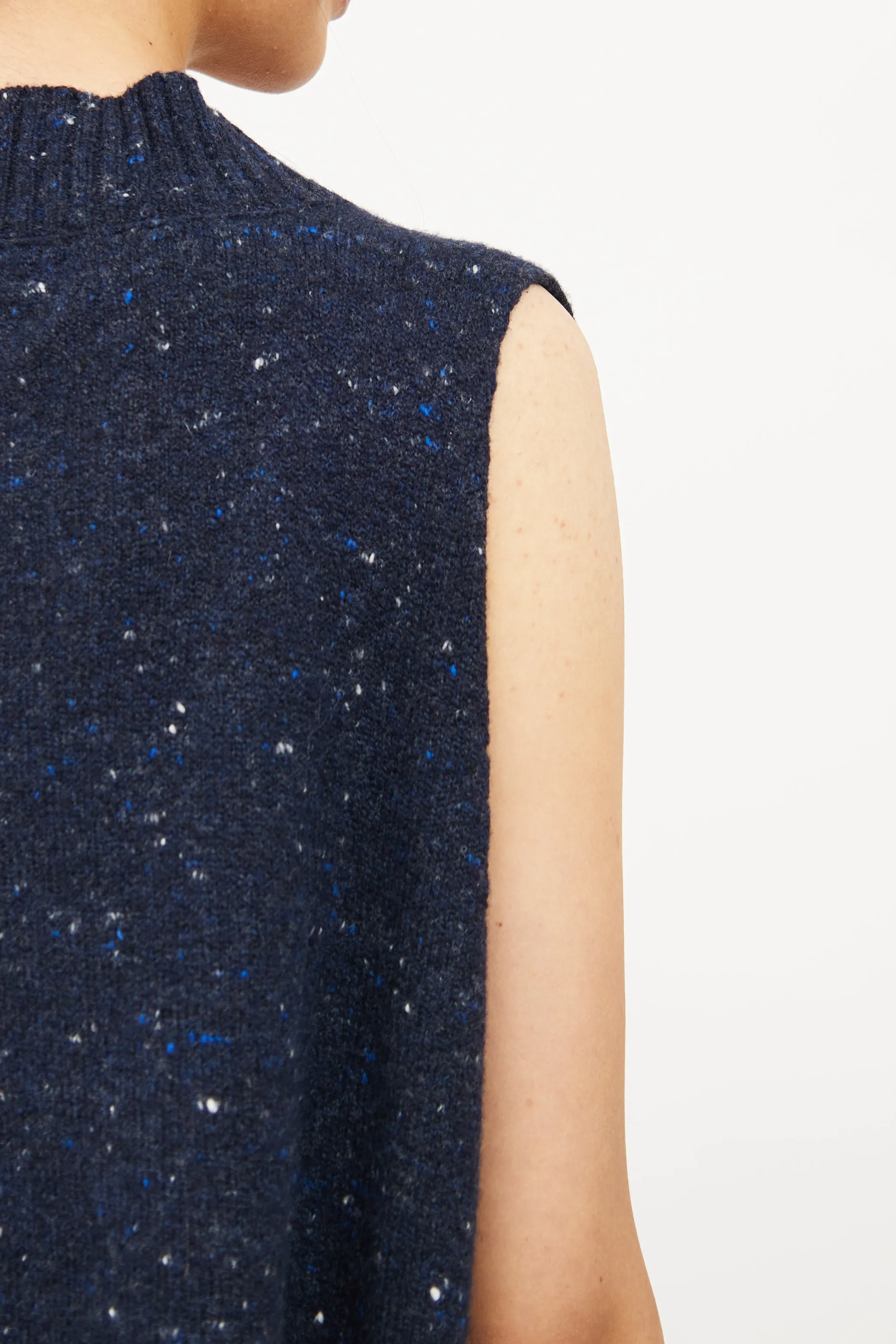 Navy Knit V-Neck Vest
