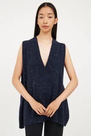 Navy Knit V-Neck Vest