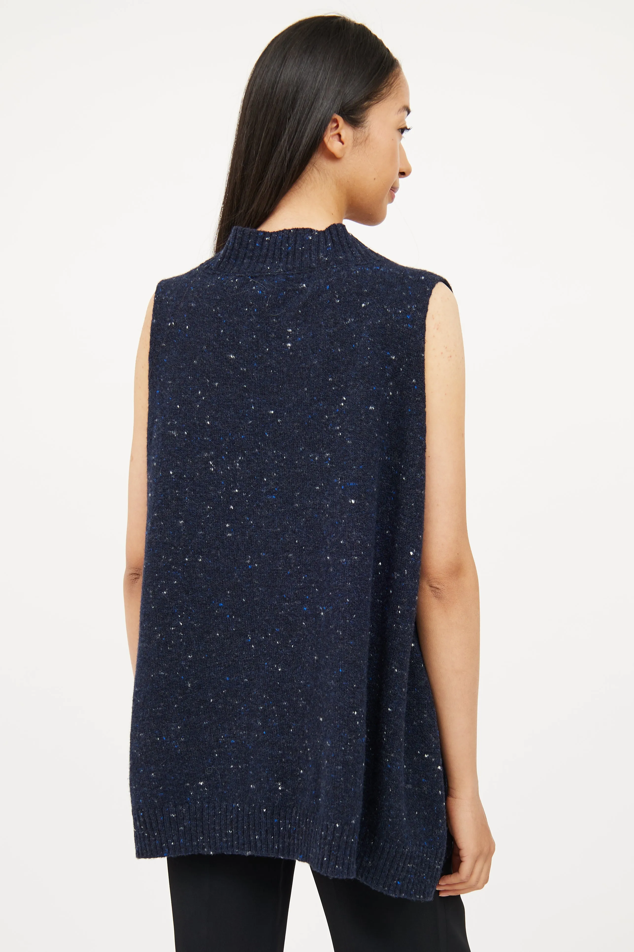 Navy Knit V-Neck Vest