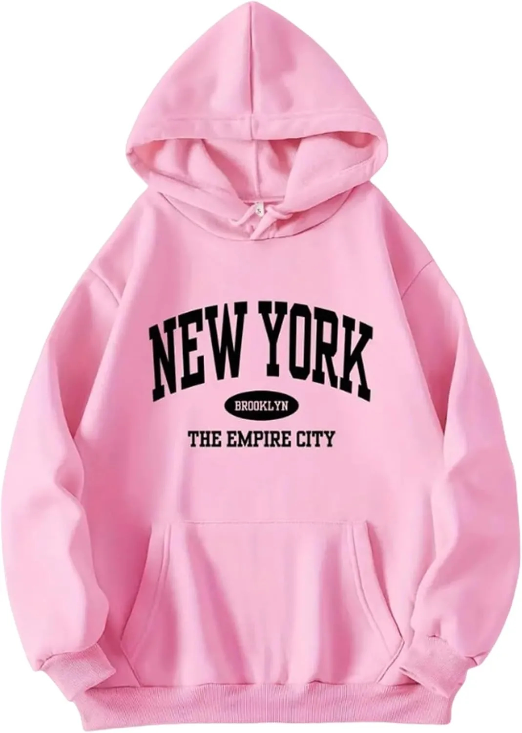 NEW YORK Letter Pattern Women's Hoodie Oversized Long Sleeve Casual Drawstring Autumn Pullover Sweater Top