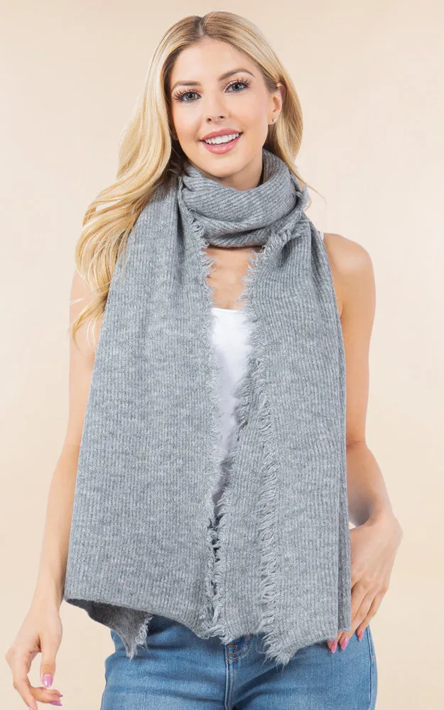 OA4277 SOFT KNIT FRINGES OBLONG SCARF