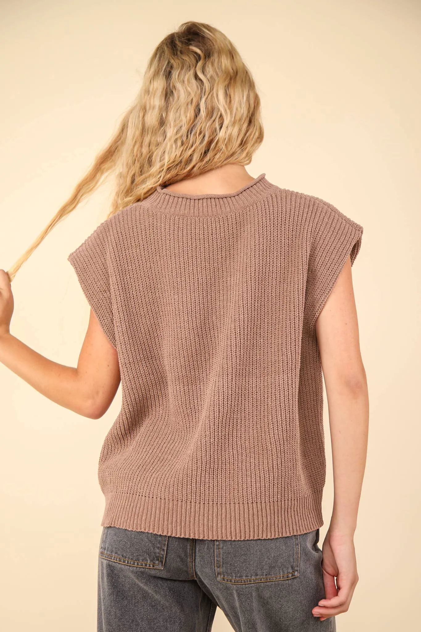 Oversized Soft Knit Sweater Vest Top
