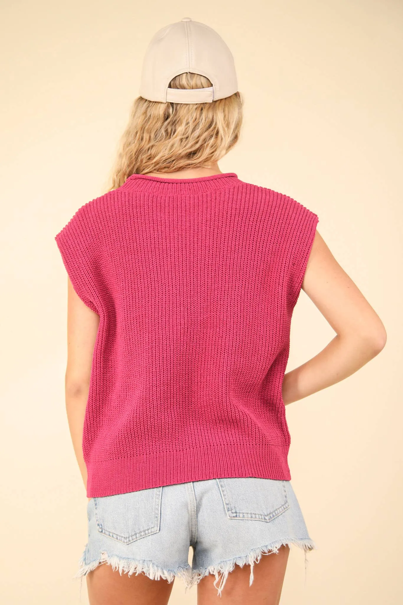 Oversized Soft Knit Sweater Vest Top