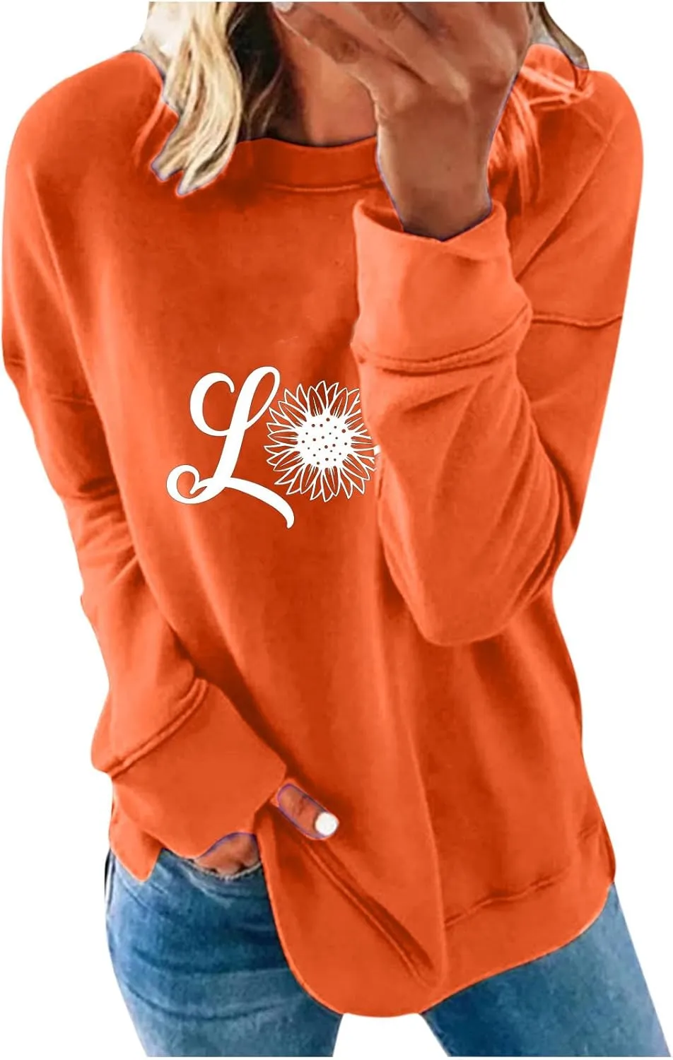 Oversized Sweatshirt for Women Letter Print Graphic Hoodies Solid Basic Tshirts Blouse 2023 Fall Pullover Tops