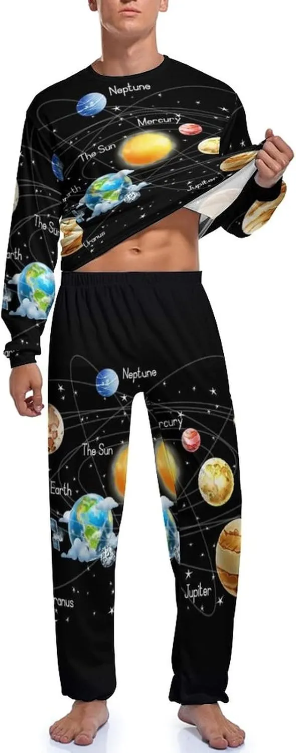 Oyihfvs Men's Pajama Set, Long Loungewear PJ Set, 2PCs Sleepwear Top & Bottom S-2XL