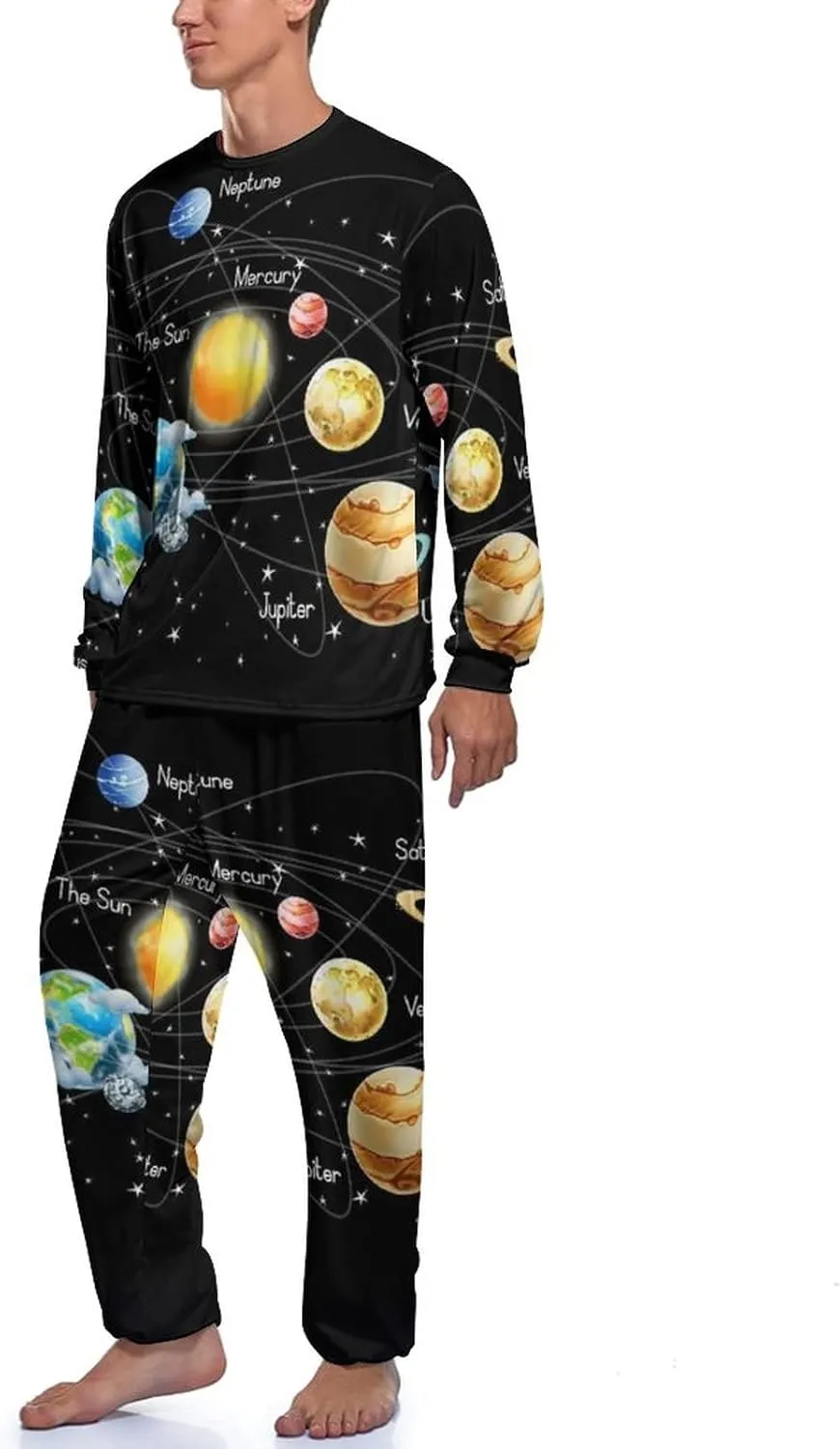 Oyihfvs Men's Pajama Set, Long Loungewear PJ Set, 2PCs Sleepwear Top & Bottom S-2XL