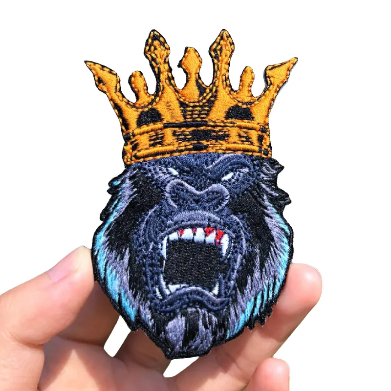 Patch Angry King Kong In A Crown / Unisex Fusible Accessory For Jackets and Bags