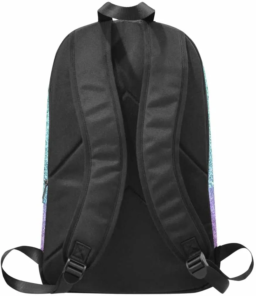 Personalized Laptop Backpack Custom Princess Crown Green Purple Glitter Shoulders Bag Customized Diaper Bag with Name Casual Daypack Travel Bag for Teens Adults