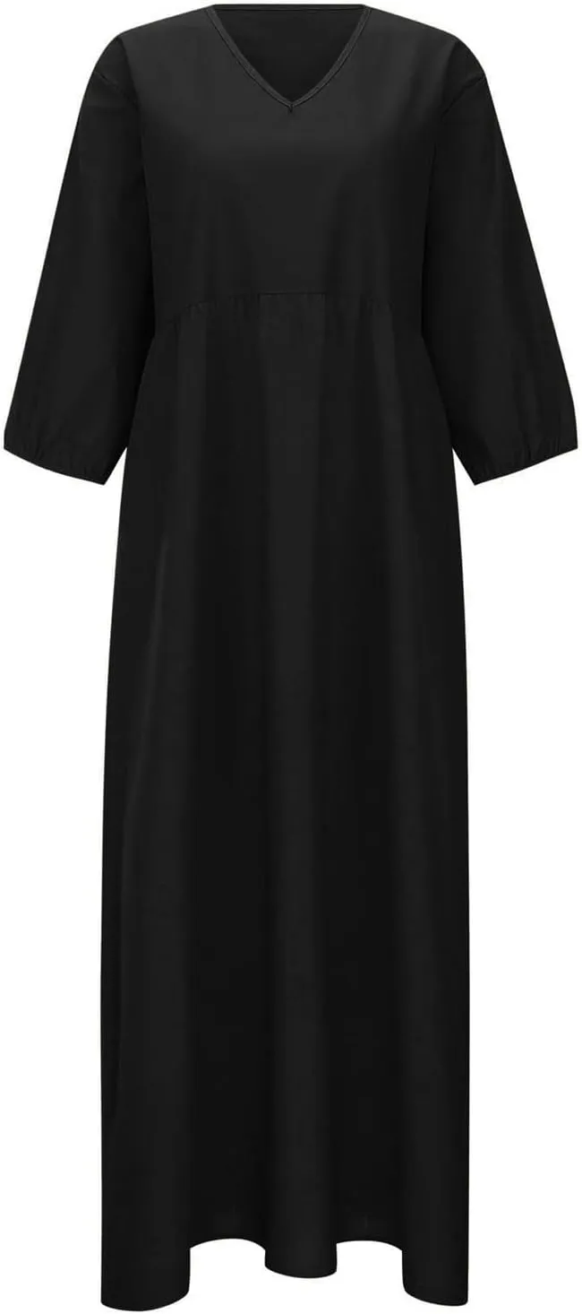 PTOLOCIF Womens Summer Casual Half Sleeve V Neck Midi Dresses Plus Size Dress a Line Flowy Tiered 2025 Boho Beach Dress