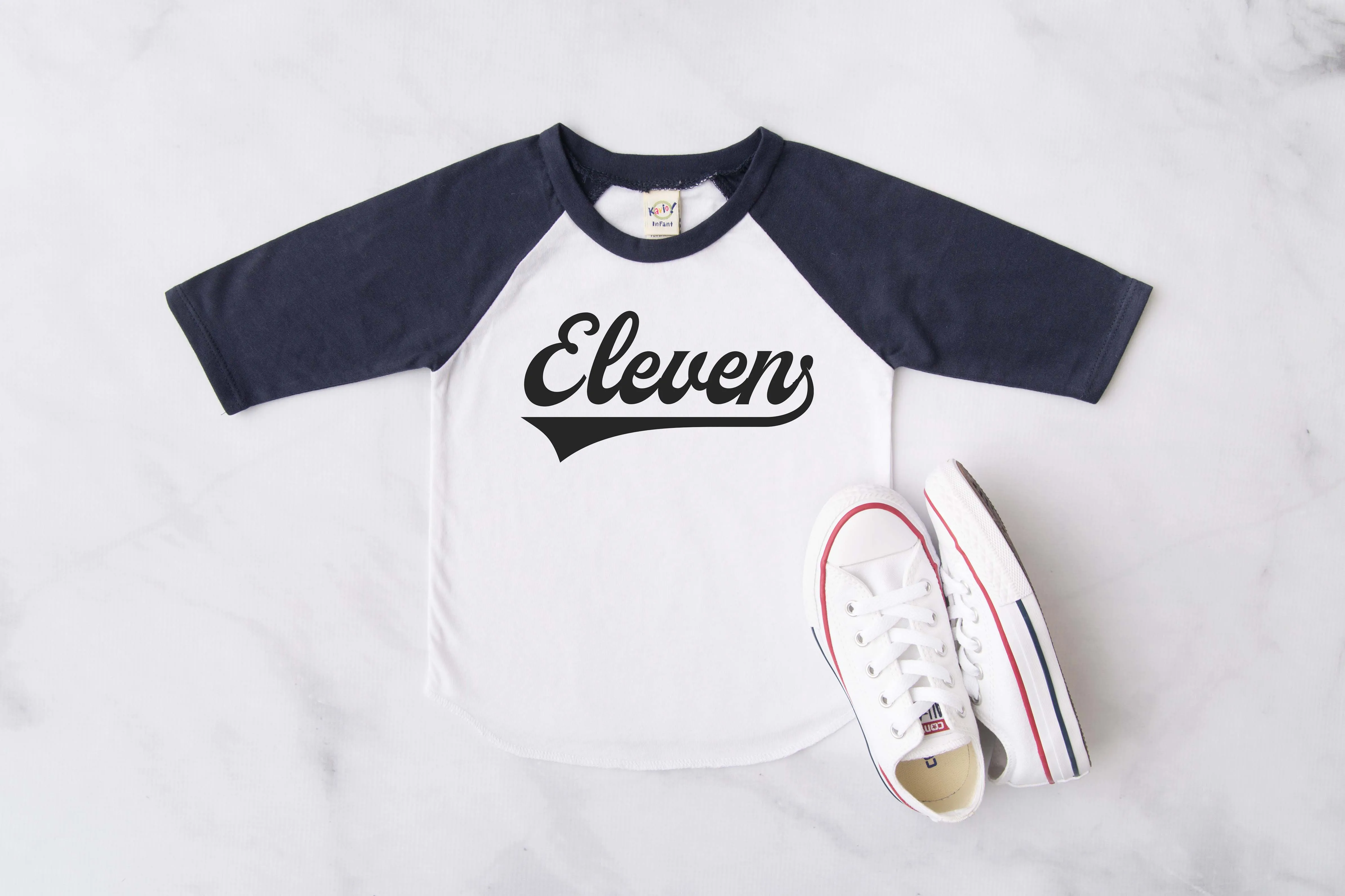 "Eleven" 11th Birthday Baseball Raglan