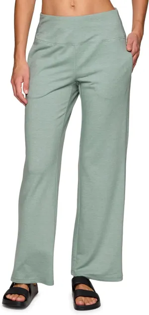 RBX Lightweight Wide Leg Pant for Women, Flat Front Waistband French Terry Lounge Pants with Pockets for Yoga, Casual Wear