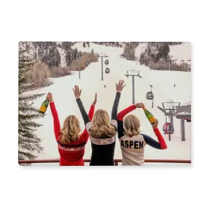 Ski Girls with Champagne Glass Bar Trivet