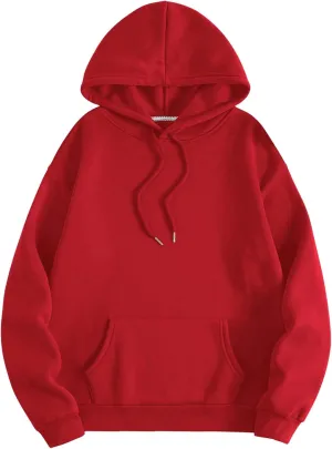 SOLY HUX Hoodies for Women Drawstring Long Sleeve Drop Shoulder Pullover Sweatshirt with Pocket