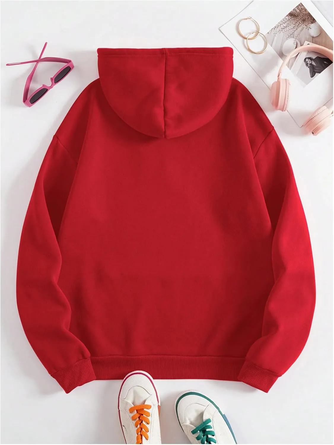 SOLY HUX Hoodies for Women Drawstring Long Sleeve Drop Shoulder Pullover Sweatshirt with Pocket