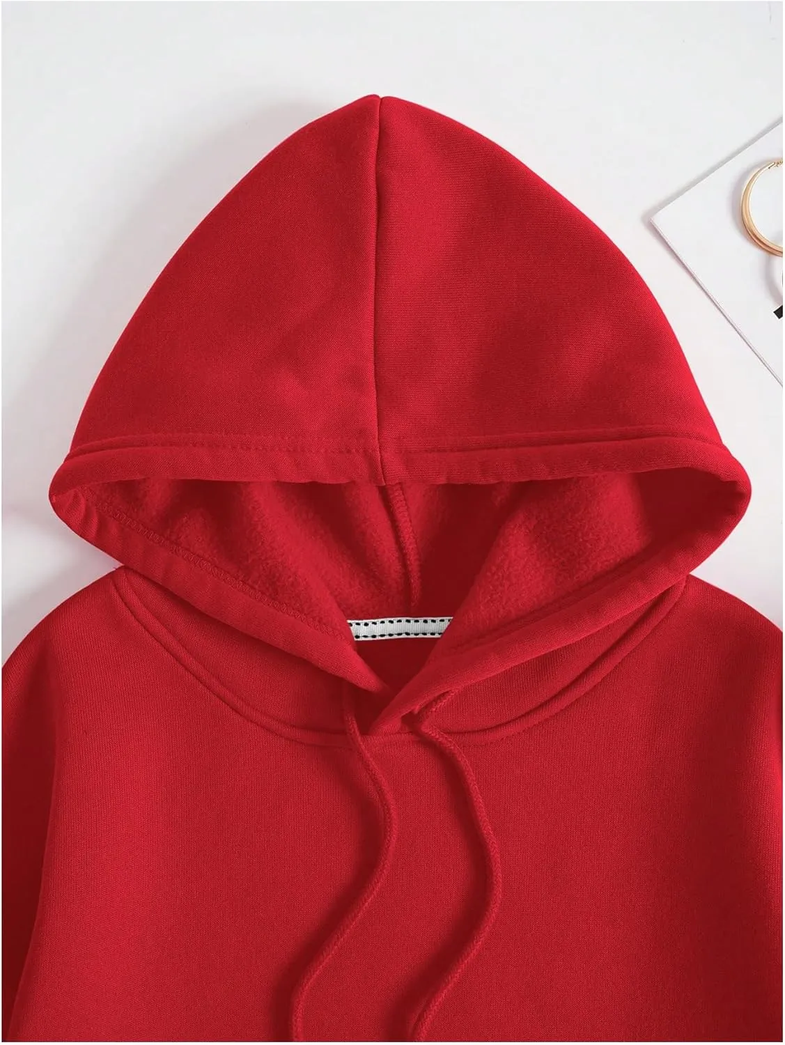 SOLY HUX Hoodies for Women Drawstring Long Sleeve Drop Shoulder Pullover Sweatshirt with Pocket