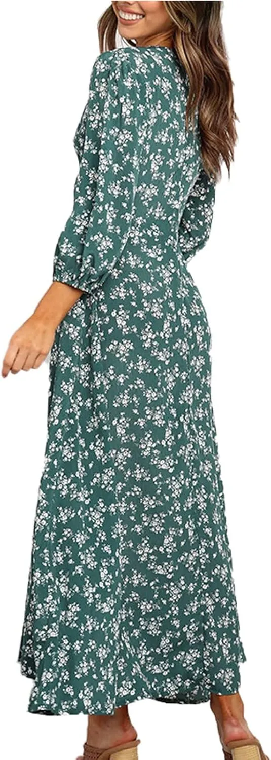 Spring Dresses for Women 2024 Boho Dress Casual Solid Color Mid-Sleeve Big Swing High Waist Dress Summer Wedding Dresses