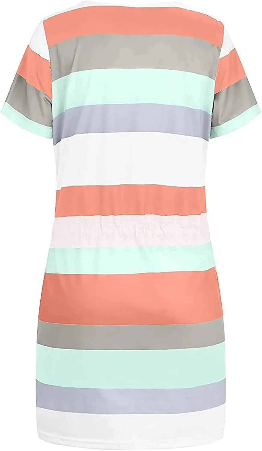 Summer Dresses for Women 2025 Striped A-Line Boho Sundress Short Sleeve V-Neck Beach Vacation Mini Dress with Pocket