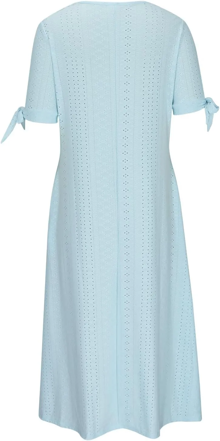 Summer Dresses for Women 2025,Cold Shoulder Eyelet Dress v Neck Boho Casual Beach Vacation Spring Maxi Dresses