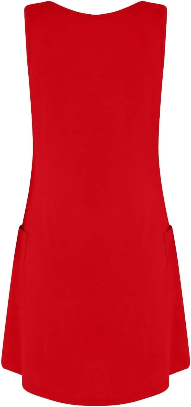 Sundresses for Women 2025 Casual Sleeveless V Neck Mini Tank Tshirt Dress with Pockets A Line Flowy Beach Dresses