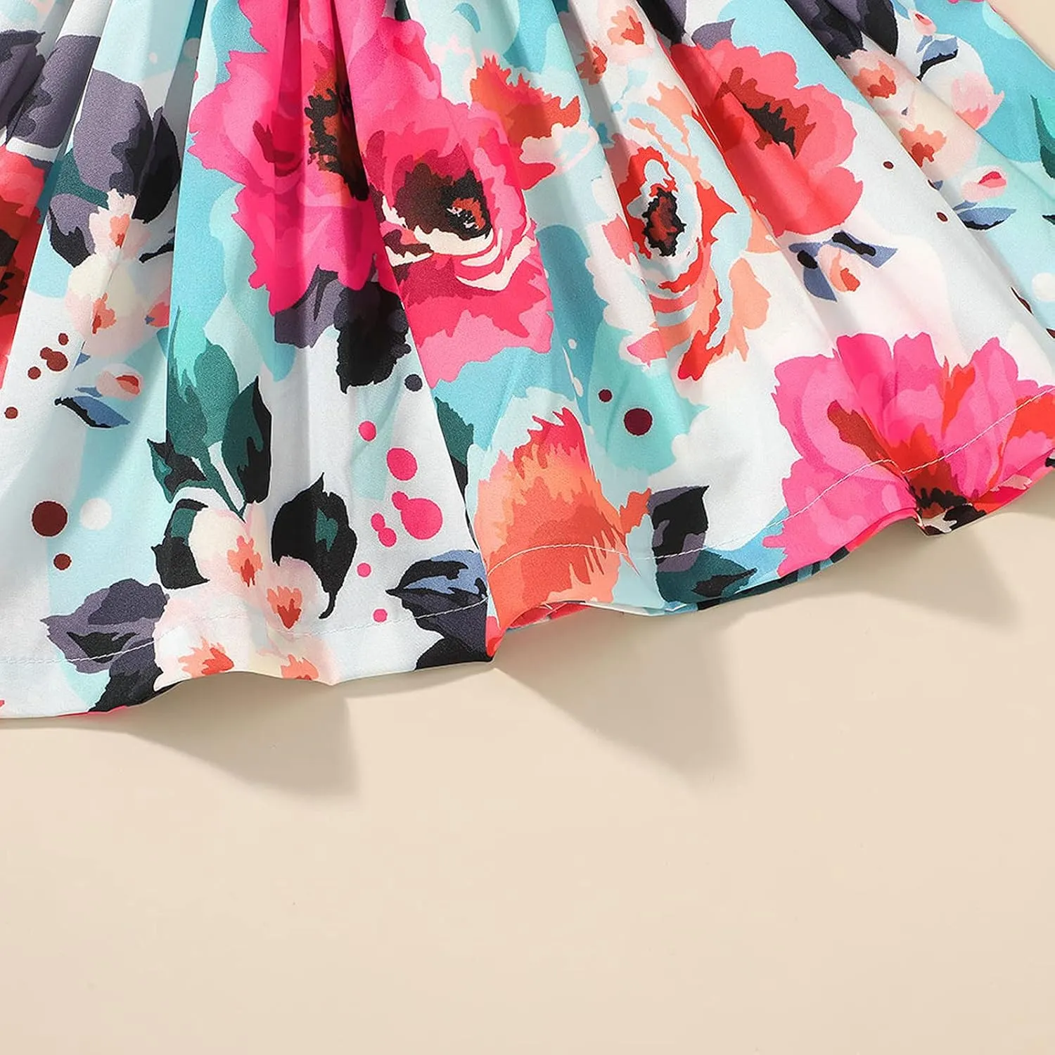 Toddler Dresses Girls' Dresses Summer Ruffle Sleeve Baby Girl Dress Floral Graphic Infant Dress Sundress 1-6 Years