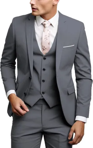 UNINUKOO Men Suits Slim Fit Dress 3 Piece 2 Button Wedding Formal Business Tuxedo Suit Jacket Pants Vest Set