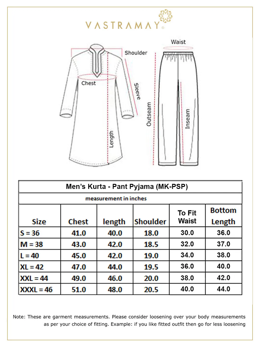 VASTRAMAY Rust & White Cotton Kurta Pyjama