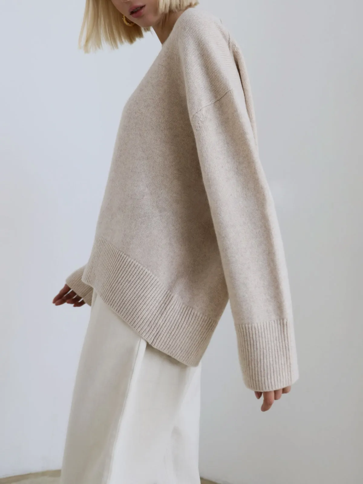 Wenkouban-Christmas Thanksgiving outfits_Candyfloss Oversized Graceful Pullover Sweater